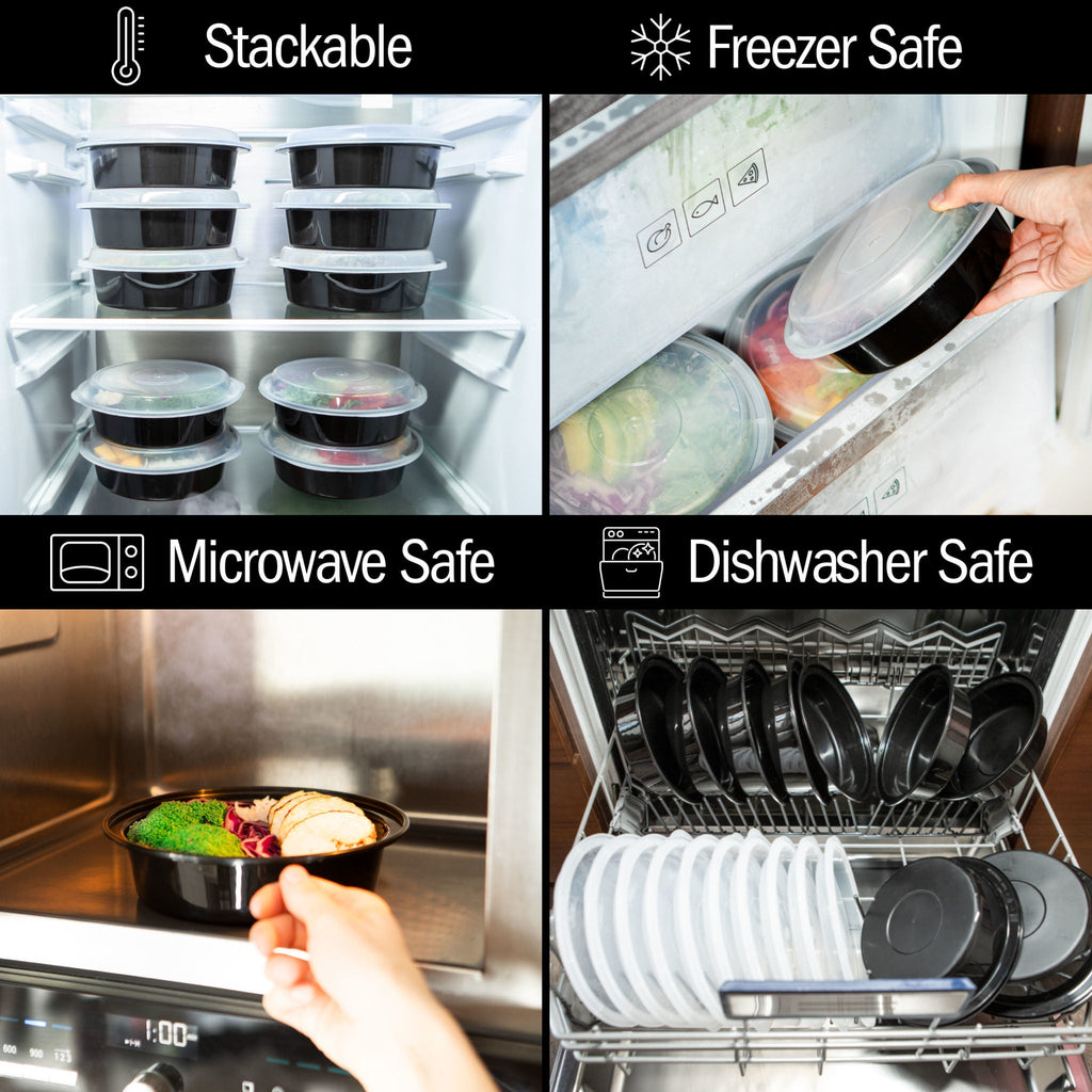 Round Reusable Containers with Airtight Lids - 828ml