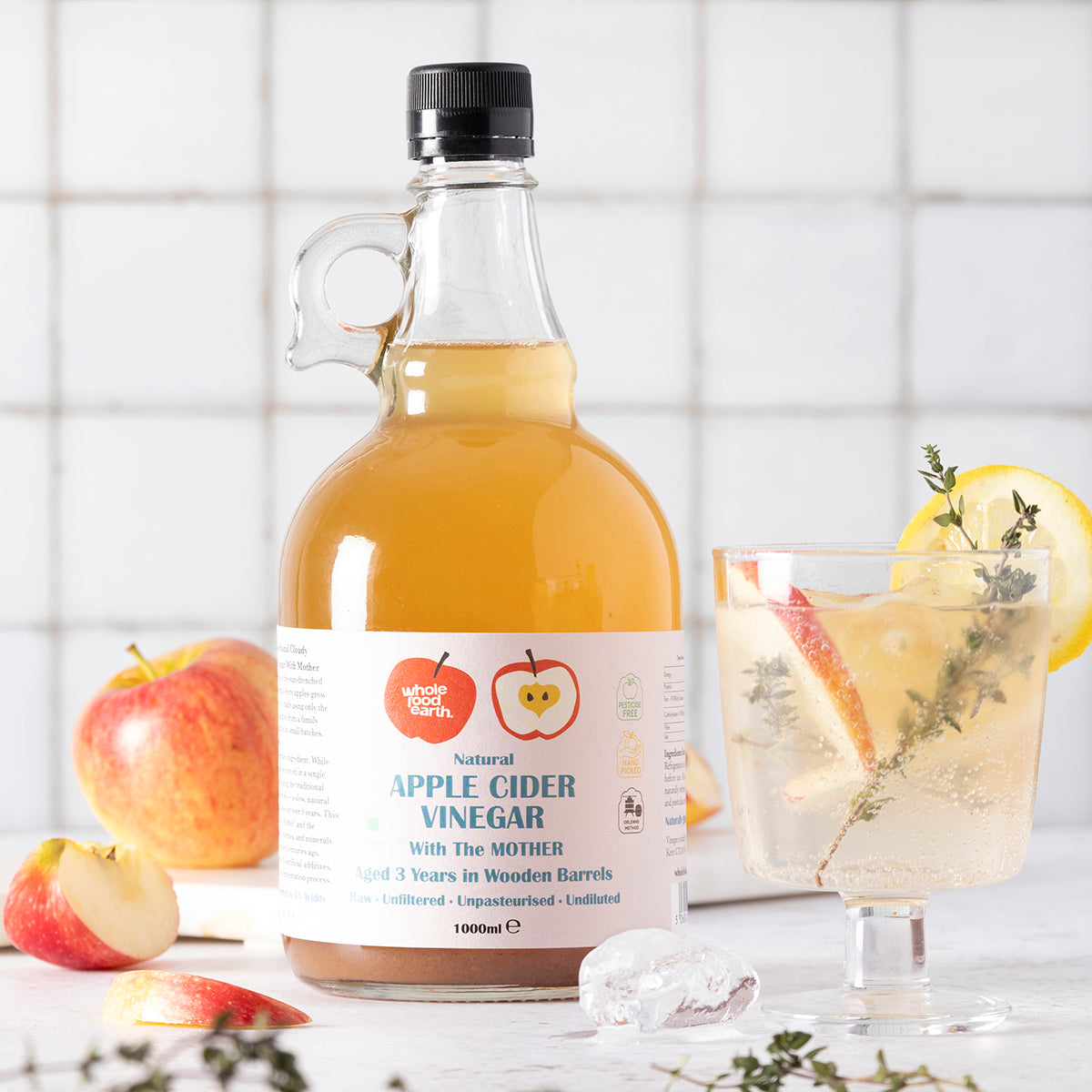 Natural Apple Cider Vinegar 4 x 1L With "Mother" | Raw | Unpsteurised | Unfiltered | GMO Free