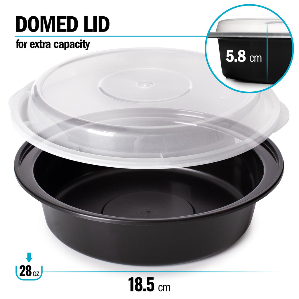 Round Reusable Containers with Airtight Lids - 828ml