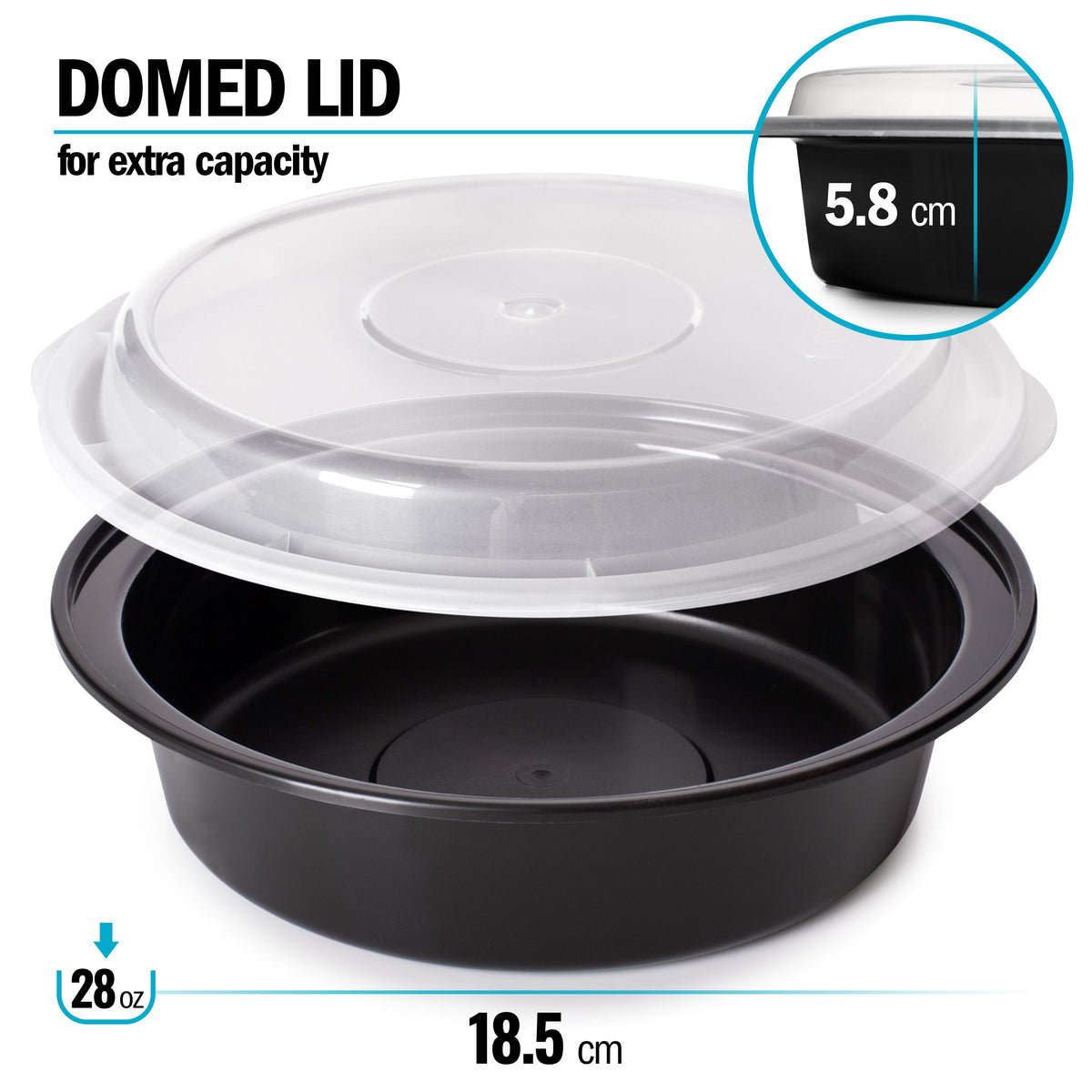 Round Reusable Containers with Airtight Lids - 828ml
