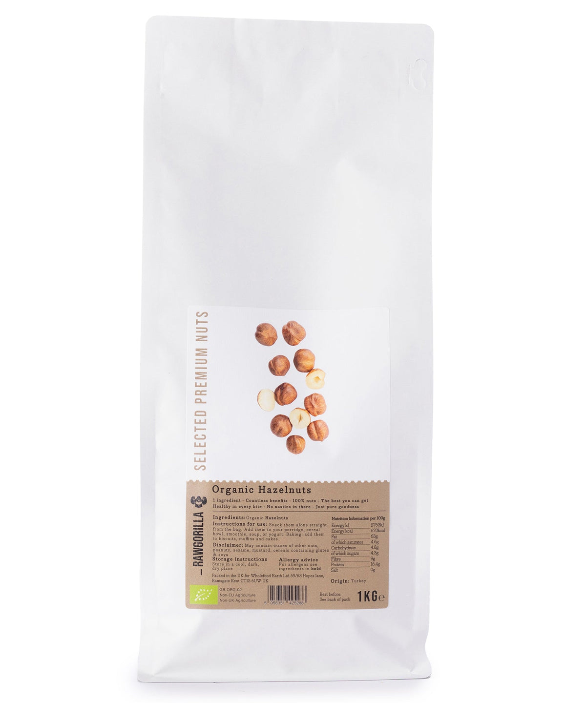 Organic Hazelnuts - RAWGORILLA - 1kg