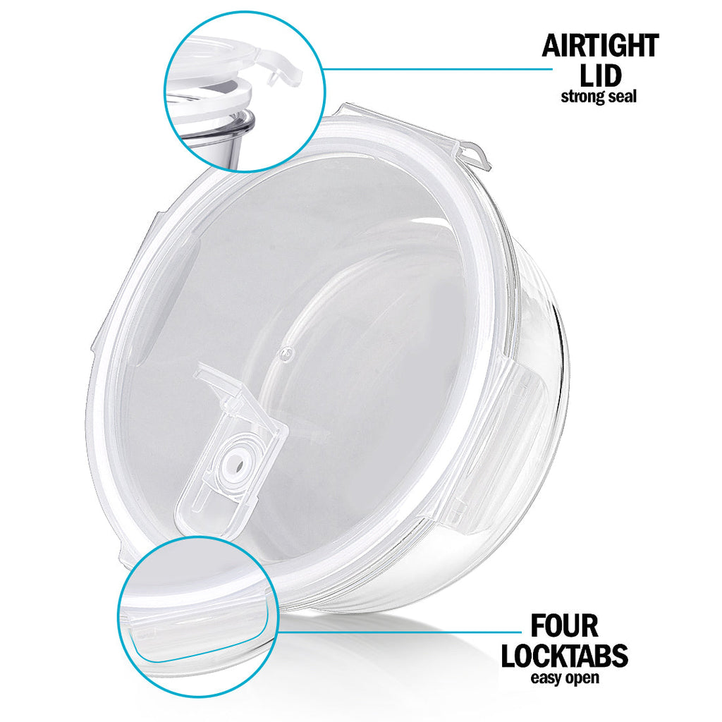 Round Glass Containers with Steam Vent Lid - 950ml - 5 PACK + 1 extra lid