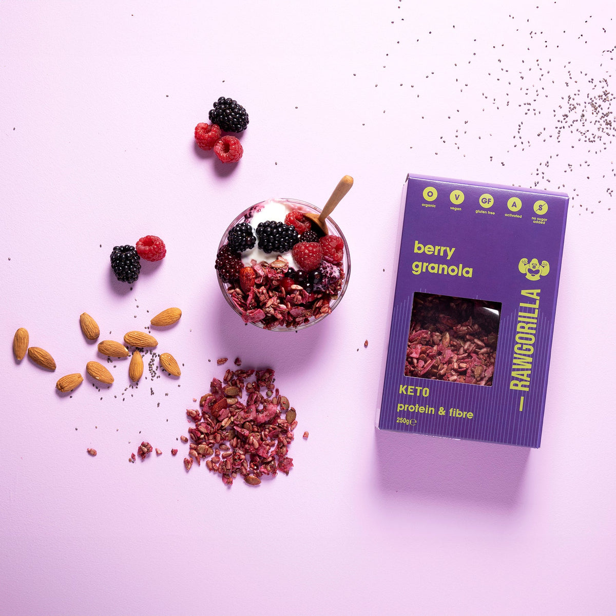 Organic Berry Granola Cereal Keto - 250g - RAWGORILLA