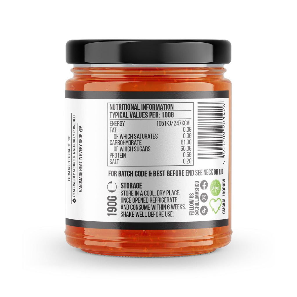 Carrot & Ginger Chilli Jam | 190g | Chilli Mash Company | Persian Inspired