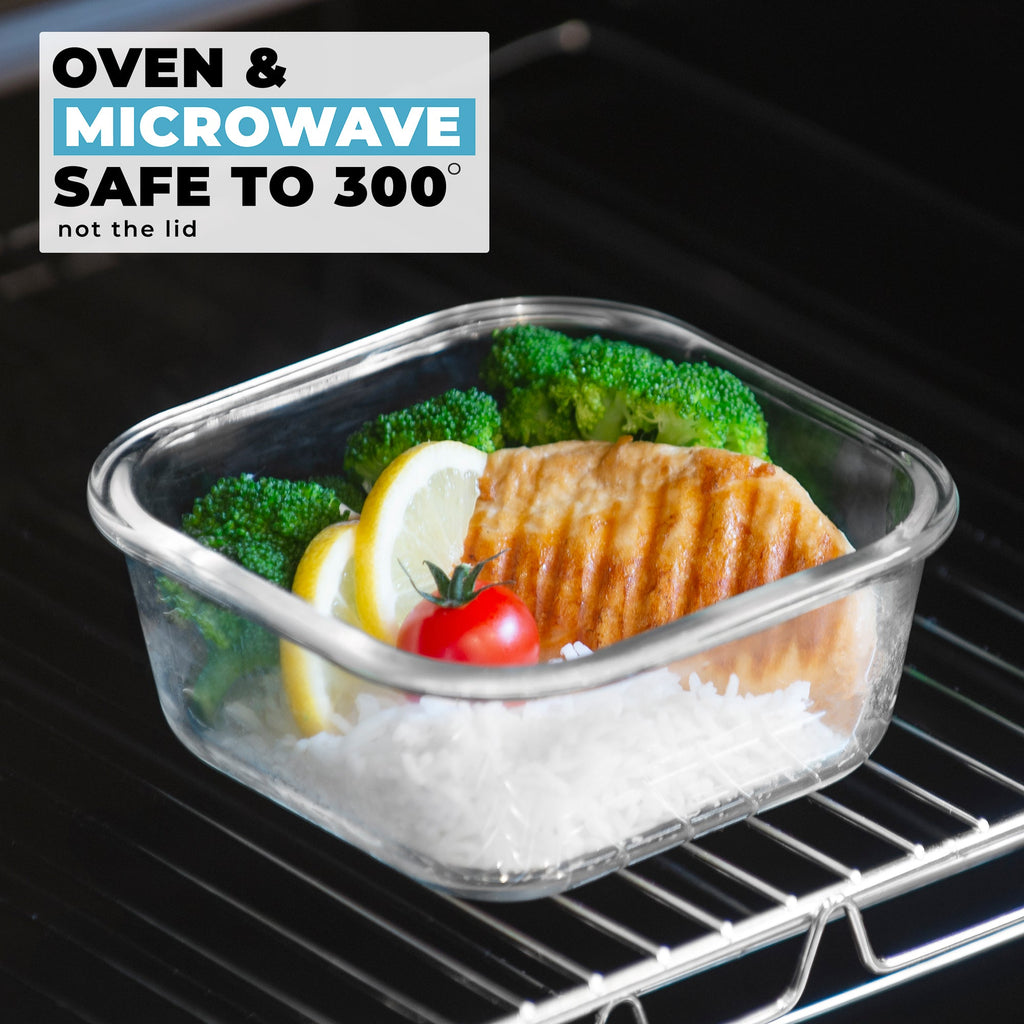 Glass Stackable Square Containers - 800ml, 520ml & 320ml - 3 PACK