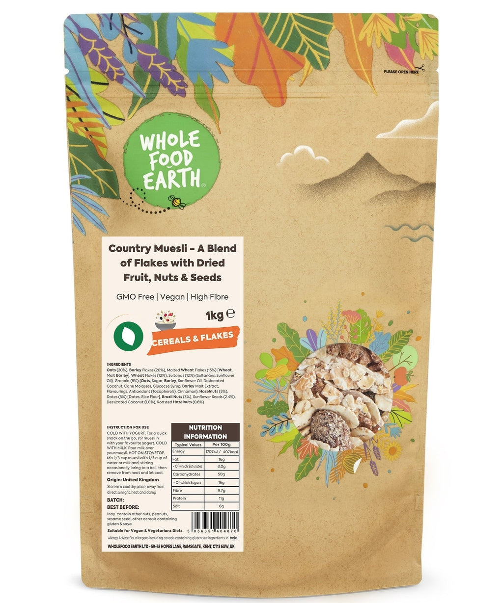 Country Muesli - A Blend of Flakes with Dried Fruit, Nuts & Seeds