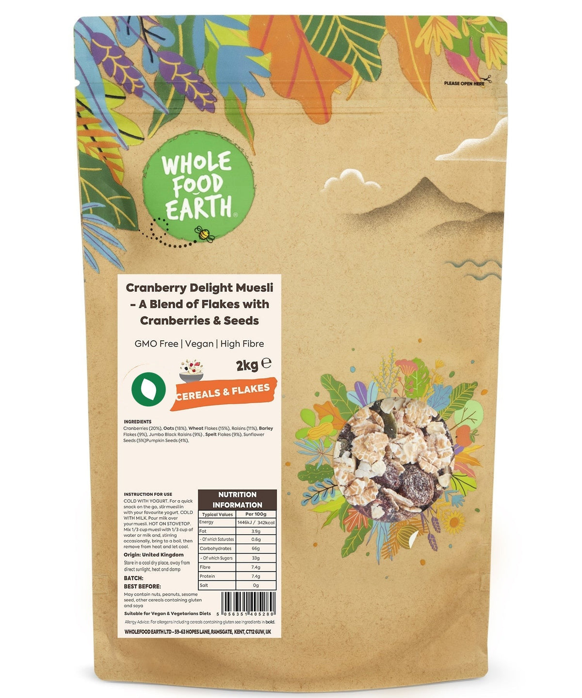 Cranberry Delight Muesli - A Blend of Flakes with Cranberries & Seeds