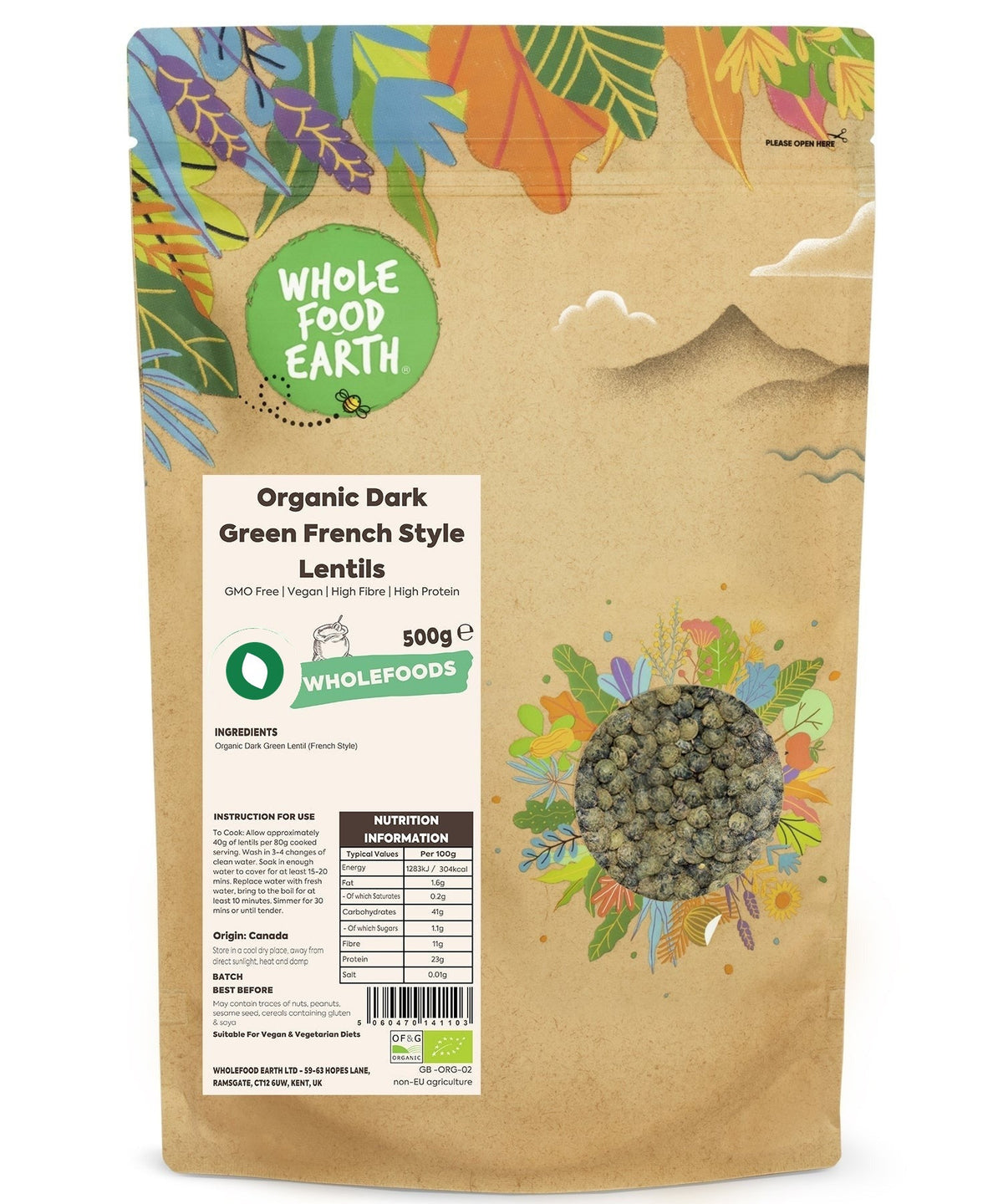 Organic Dark Green French Style Lentils