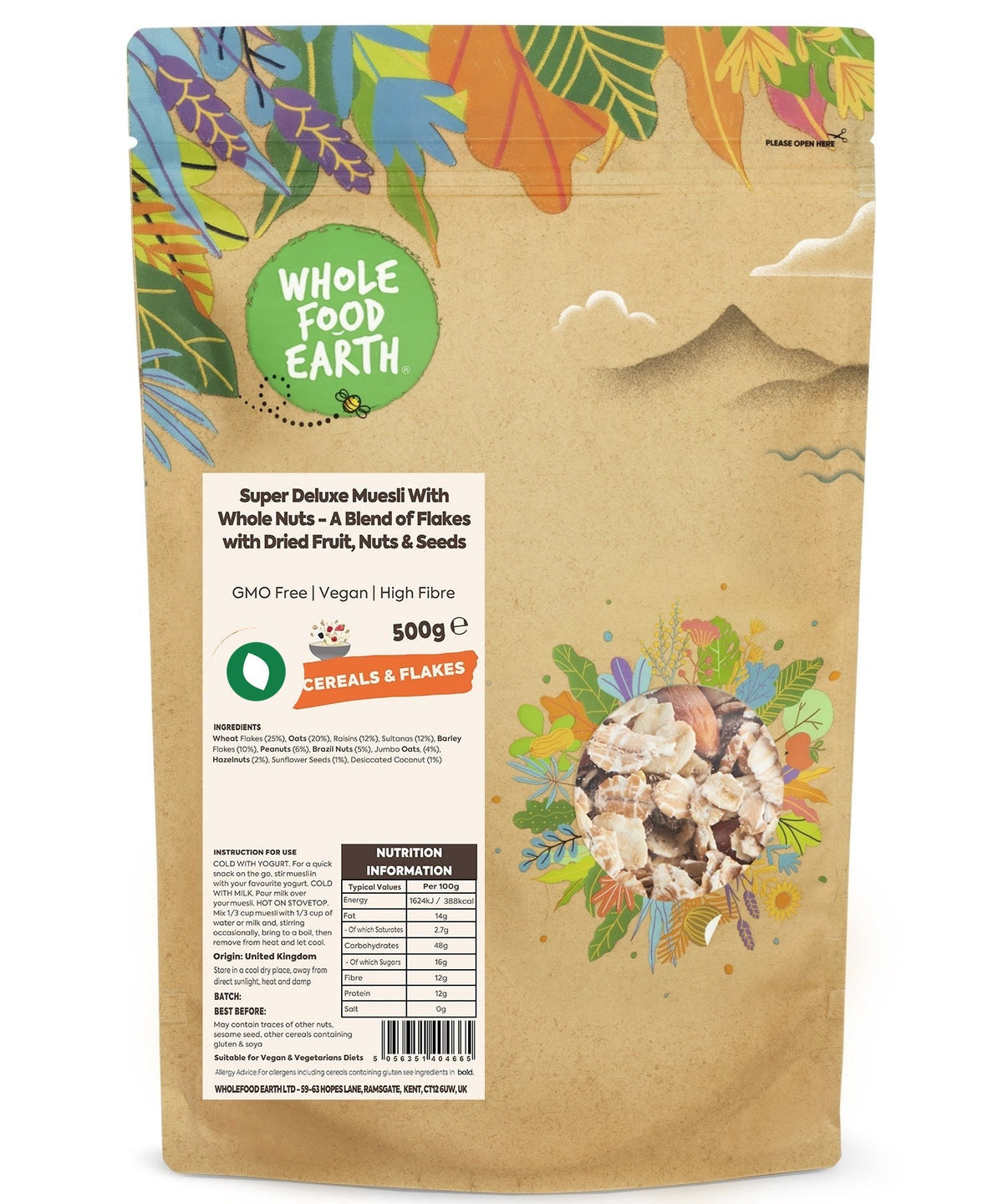 Super Deluxe Muesli With Whole Nuts - A Blend of Flakes with Dried Fruit, Nuts & Seeds